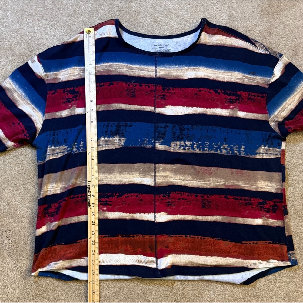Westbound Woman 3X Striped Long Sleeve Top Red Blue Beige - Picture 5 of 7